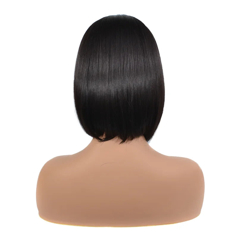 Mengtong European and American Light Brown Bob Wig Medium Length Divided Wig Hair Set