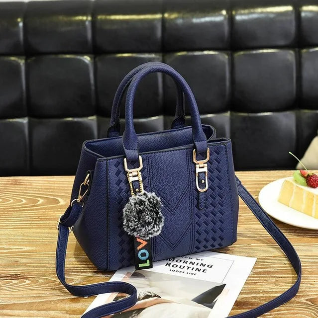 Yogodlns brand high quality thread hairball strap ladies totes shopping work flap women messenger shoulder crossbody handbag