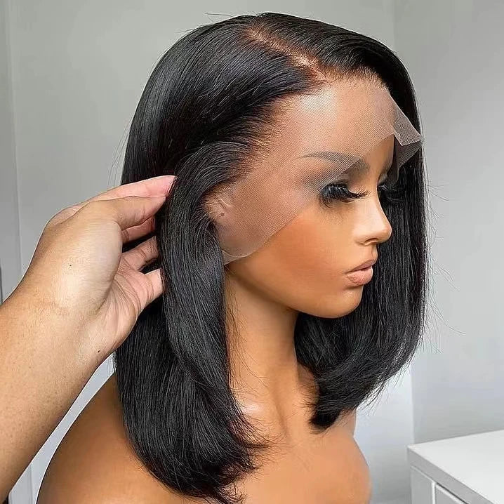 Wholesale 12A Lace Frontal Bob Wig Raw Brazilian Virgin Human Hair Short Straight Style with Transparent Lace