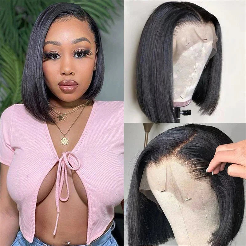 Top Quality 13x4 Short Double Drawn Vietnamese Raw Hair Lace Front Wigs Vietnam Hair Bone Straight Bob Wigs for Black Women