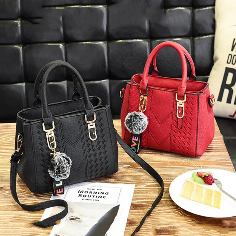 Yogodlns brand high quality thread hairball strap ladies totes shopping work flap women messenger shoulder crossbody handbag