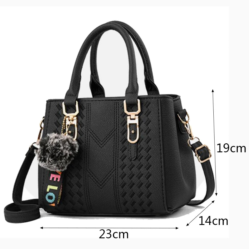 Yogodlns brand high quality thread hairball strap ladies totes shopping work flap women messenger shoulder crossbody handbag
