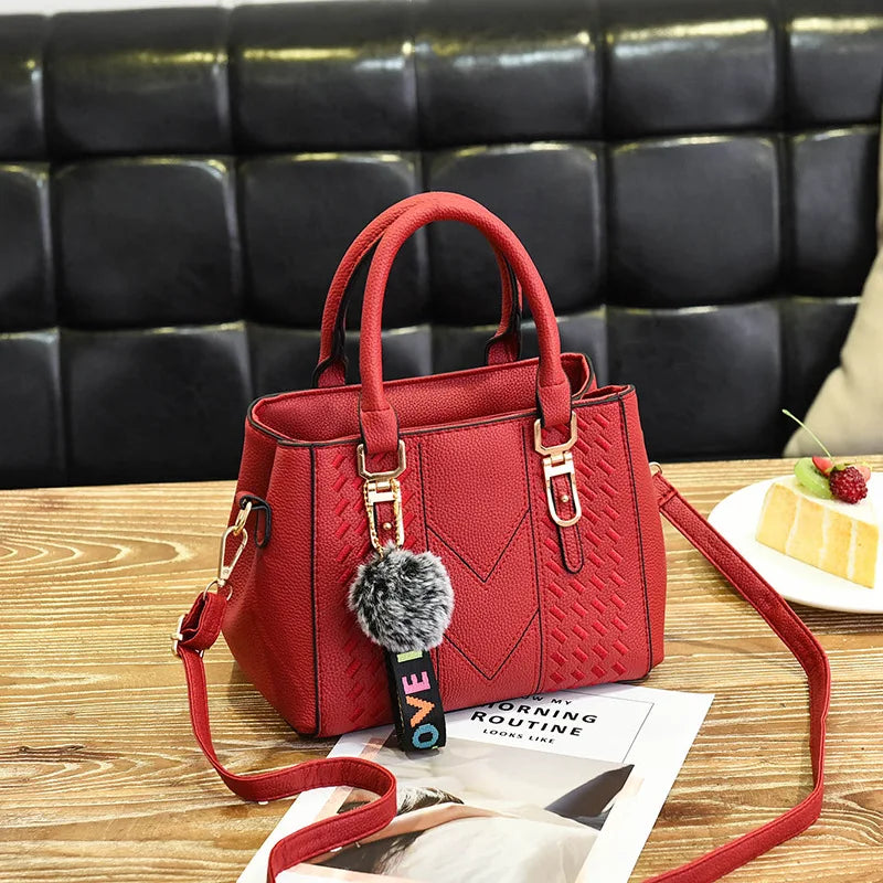 Yogodlns brand high quality thread hairball strap ladies totes shopping work flap women messenger shoulder crossbody handbag
