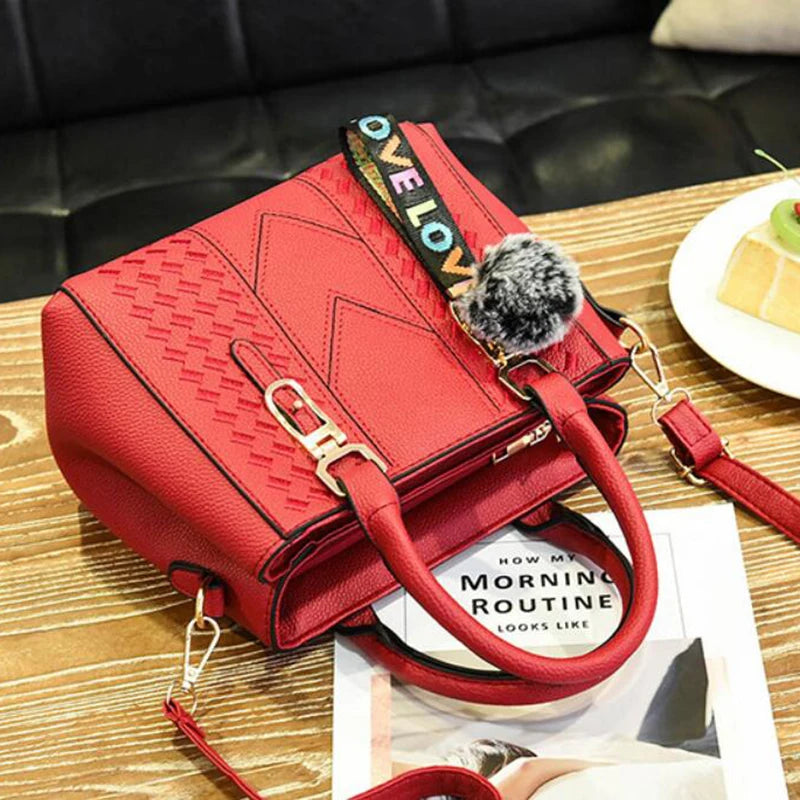 Yogodlns brand high quality thread hairball strap ladies totes shopping work flap women messenger shoulder crossbody handbag