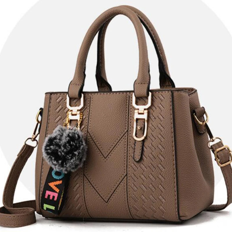 Yogodlns brand high quality thread hairball strap ladies totes shopping work flap women messenger shoulder crossbody handbag