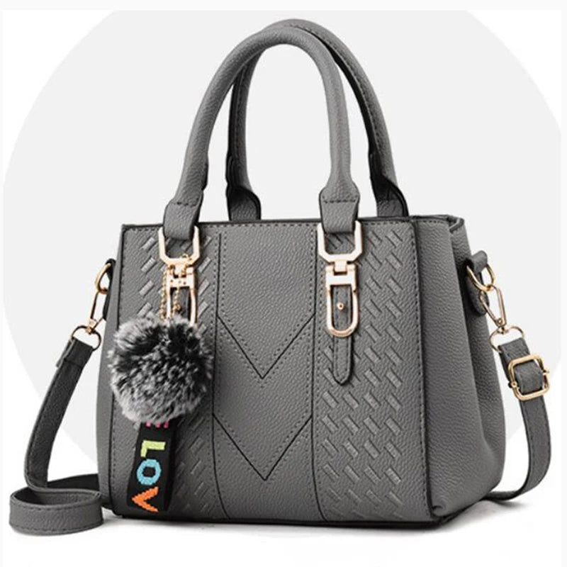 Yogodlns brand high quality thread hairball strap ladies totes shopping work flap women messenger shoulder crossbody handbag