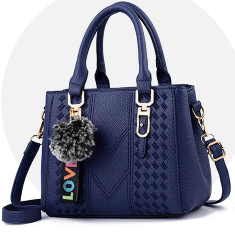 Yogodlns brand high quality thread hairball strap ladies totes shopping work flap women messenger shoulder crossbody handbag