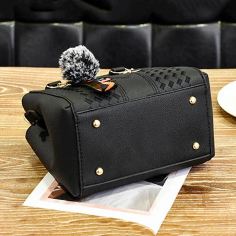Yogodlns brand high quality thread hairball strap ladies totes shopping work flap women messenger shoulder crossbody handbag