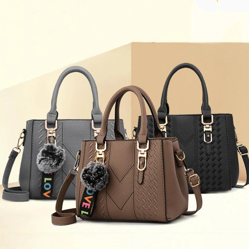 Yogodlns brand high quality thread hairball strap ladies totes shopping work flap women messenger shoulder crossbody handbag