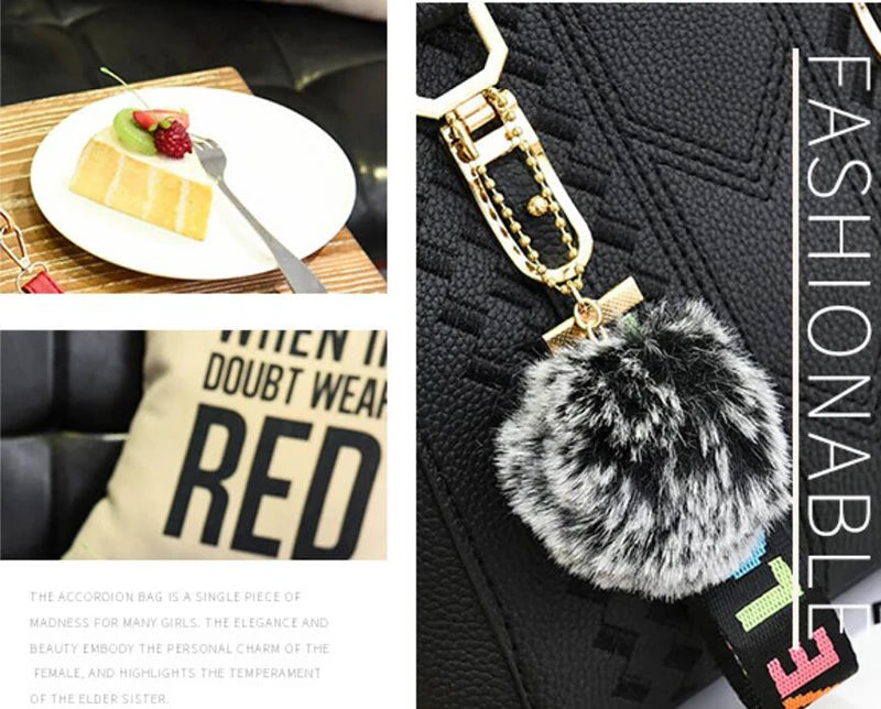 Yogodlns brand high quality thread hairball strap ladies totes shopping work flap women messenger shoulder crossbody handbag