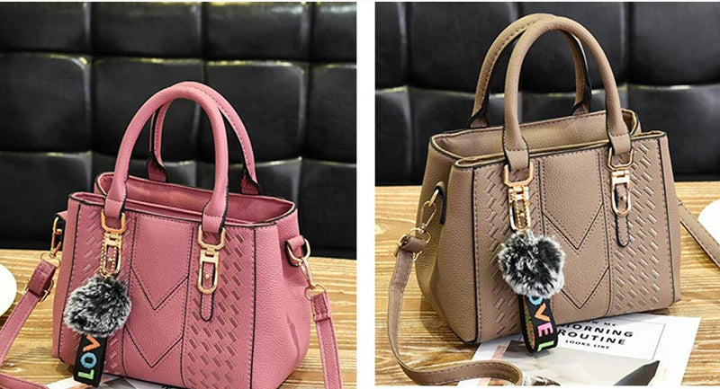 Yogodlns brand high quality thread hairball strap ladies totes shopping work flap women messenger shoulder crossbody handbag