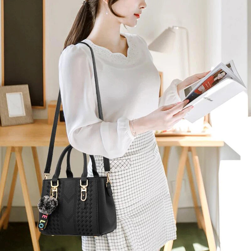 Yogodlns brand high quality thread hairball strap ladies totes shopping work flap women messenger shoulder crossbody handbag