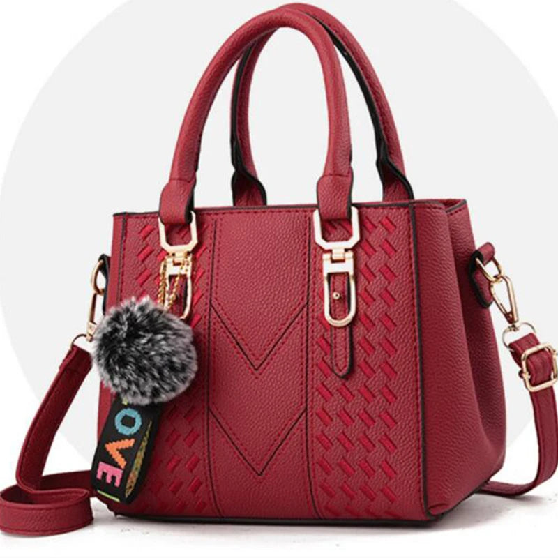 Yogodlns brand high quality thread hairball strap ladies totes shopping work flap women messenger shoulder crossbody handbag