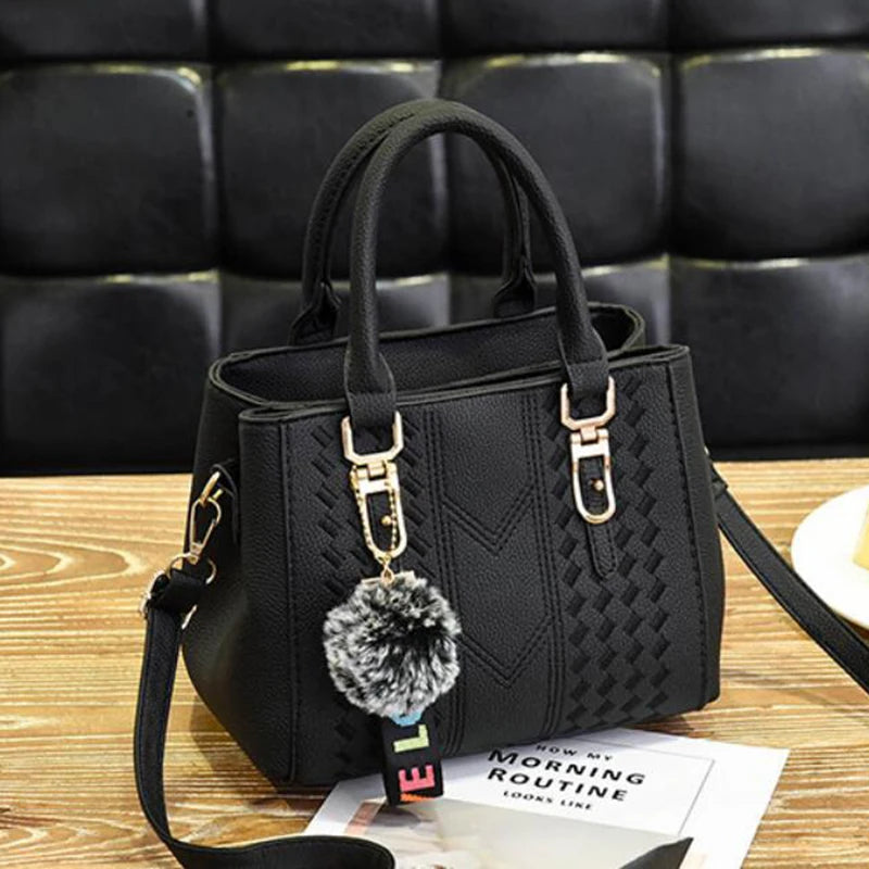Yogodlns brand high quality thread hairball strap ladies totes shopping work flap women messenger shoulder crossbody handbag