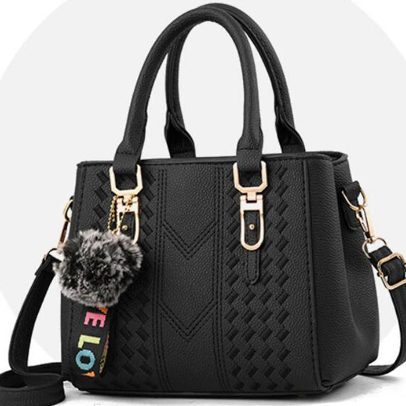 Yogodlns brand high quality thread hairball strap ladies totes shopping work flap women messenger shoulder crossbody handbag