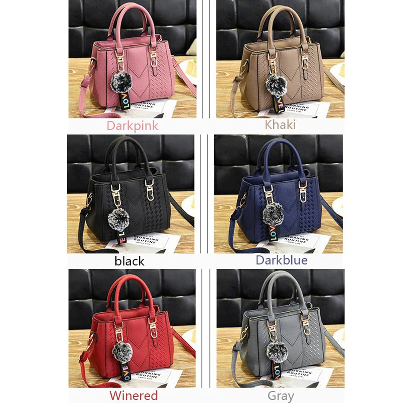 Yogodlns brand high quality thread hairball strap ladies totes shopping work flap women messenger shoulder crossbody handbag