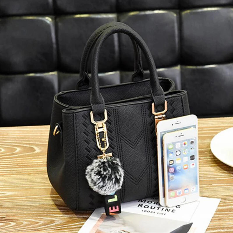 Yogodlns brand high quality thread hairball strap ladies totes shopping work flap women messenger shoulder crossbody handbag