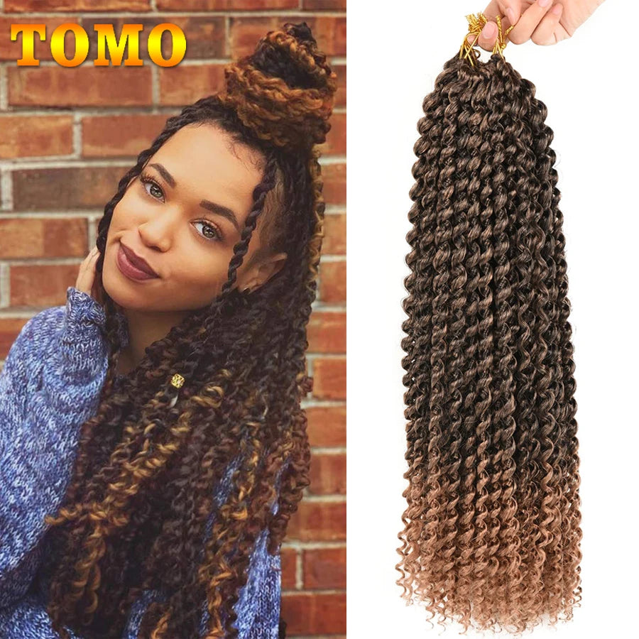 Cabelo 14 18 22 Polegada 22 Raízes ombre onda de água crochê cabelo longo boêmio trança sintética extensões de cabelo