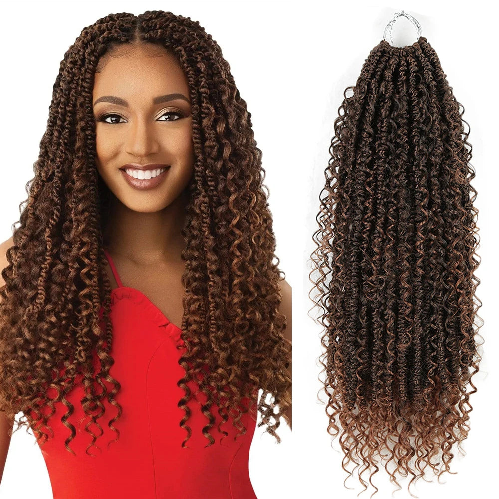 Afro Passion Twist Hair 20Inch Synthetic Wavy Boho Bomb Crochet Hair Extensions Pre-Twisted up Crochet Braids
