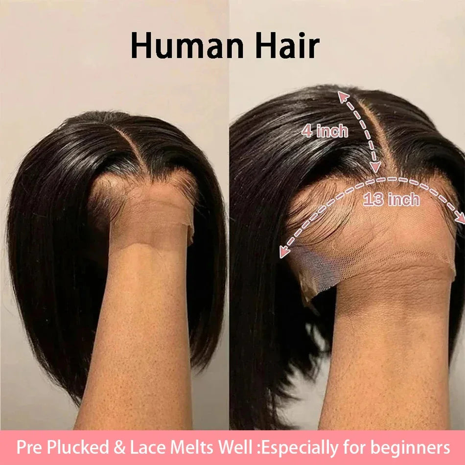 Straight Short Bob Wig Lace Front Natural Real Human Hair Wigs Jerry Curly Brazilian Remy Hair 13x4 Lace Frontal Wig 10-16inch