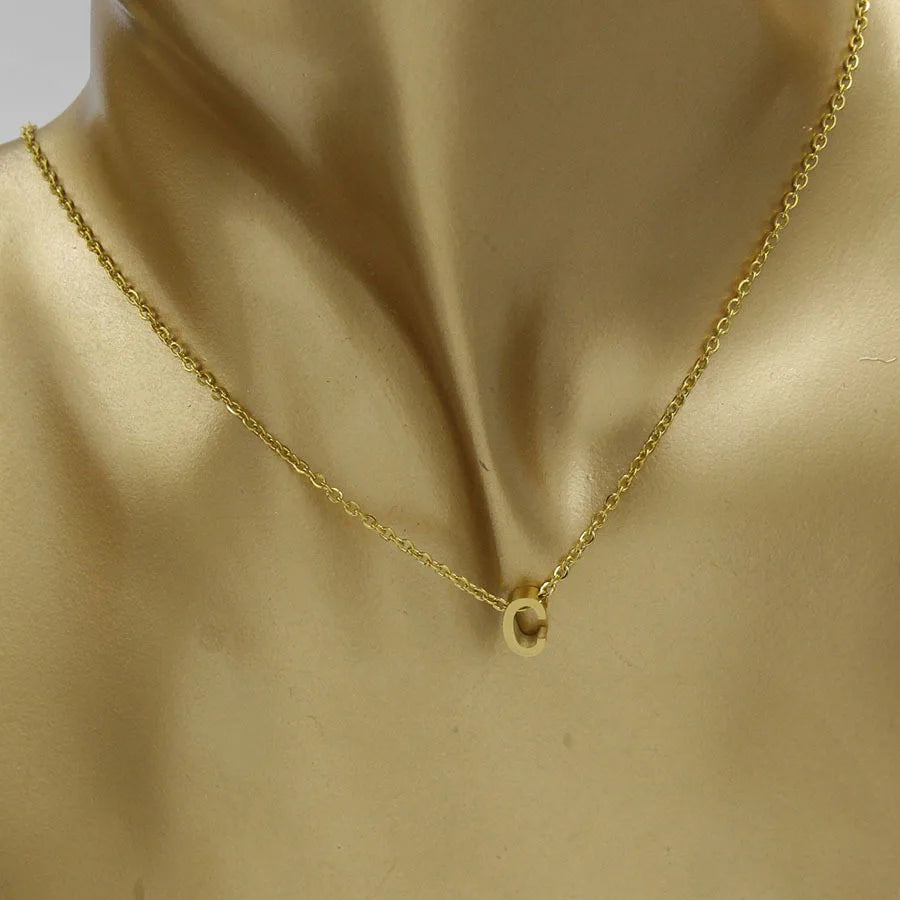 stainless steel Initial Necklace Gold  Color Cut Letters Single Name Choker Necklace For Women Pendant Jewelry Gift dropshipping