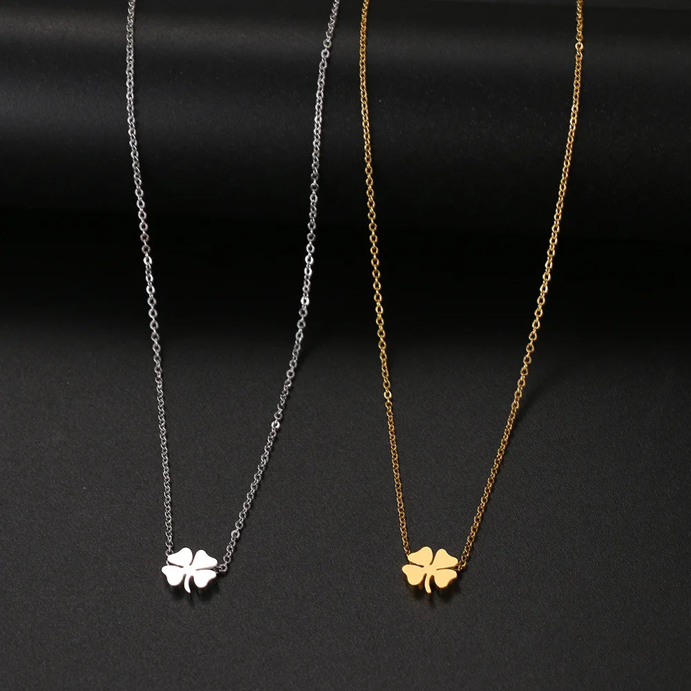 Stainless Steel Necklaces Four Leaf Clover Fashion Classic Style Men Chain Necklace For Women Jewelry Collar Pendant Gifts NEW