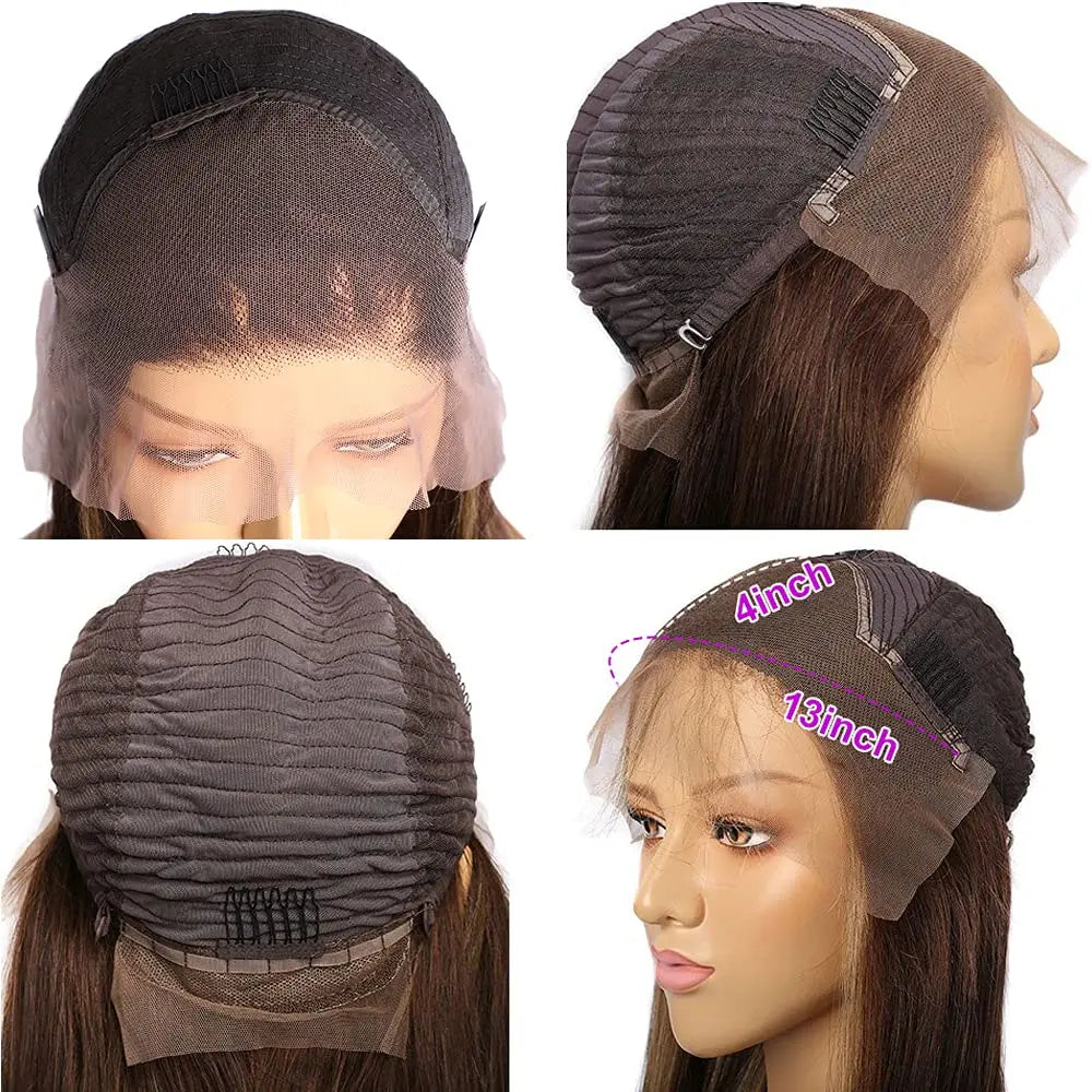 Ombre Human Hair Wigs 4/27 Highlight Color Lace Front Human Hair Wig 150 Density Brazilian 13x4 Straight Lace Front Wig