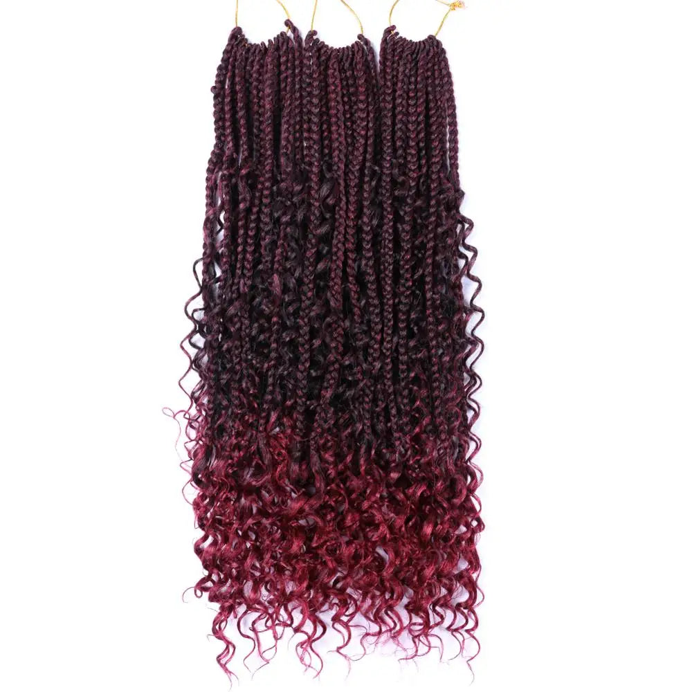 Crochet Box Braids With Curly Ends Ombre Brown Box Braid Crochet Hair Extension Messy Box Braids Synthetic Hair