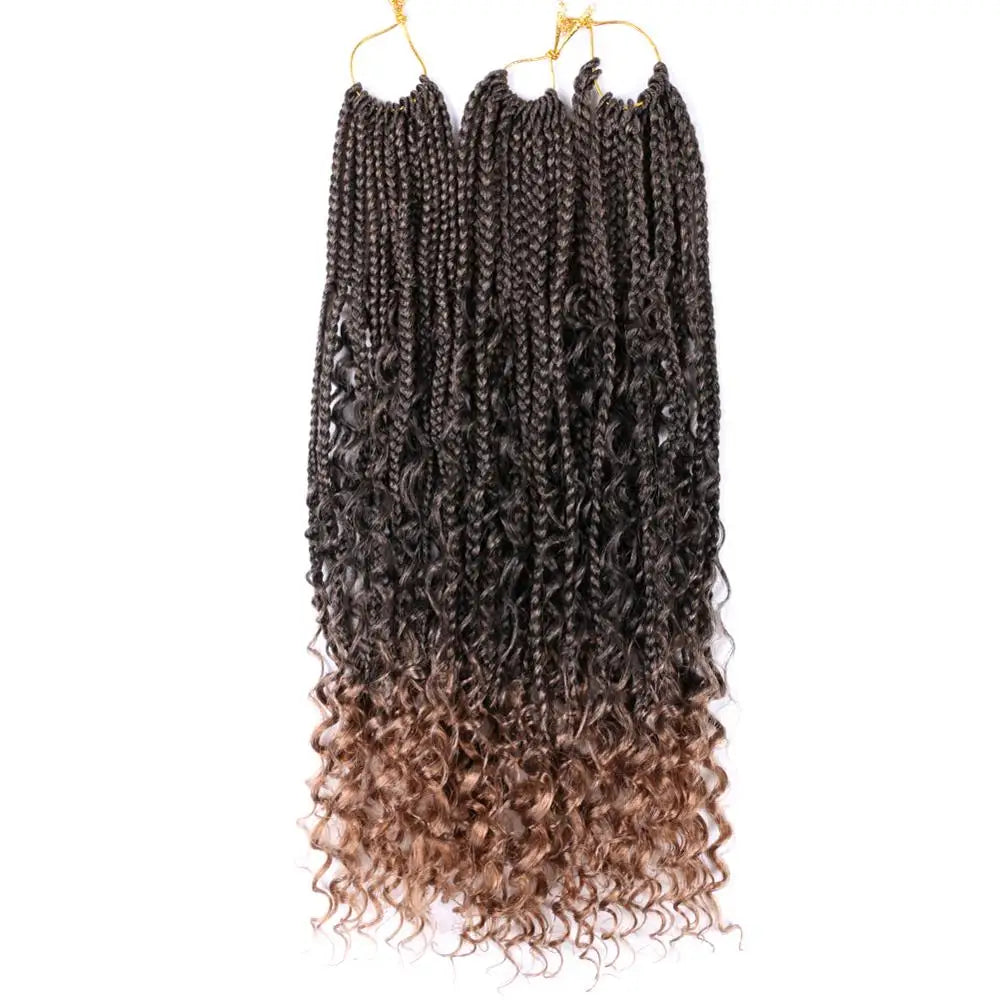 Crochet Box Braids With Curly Ends Ombre Brown Box Braid Crochet Hair Extension Messy Box Braids Synthetic Hair