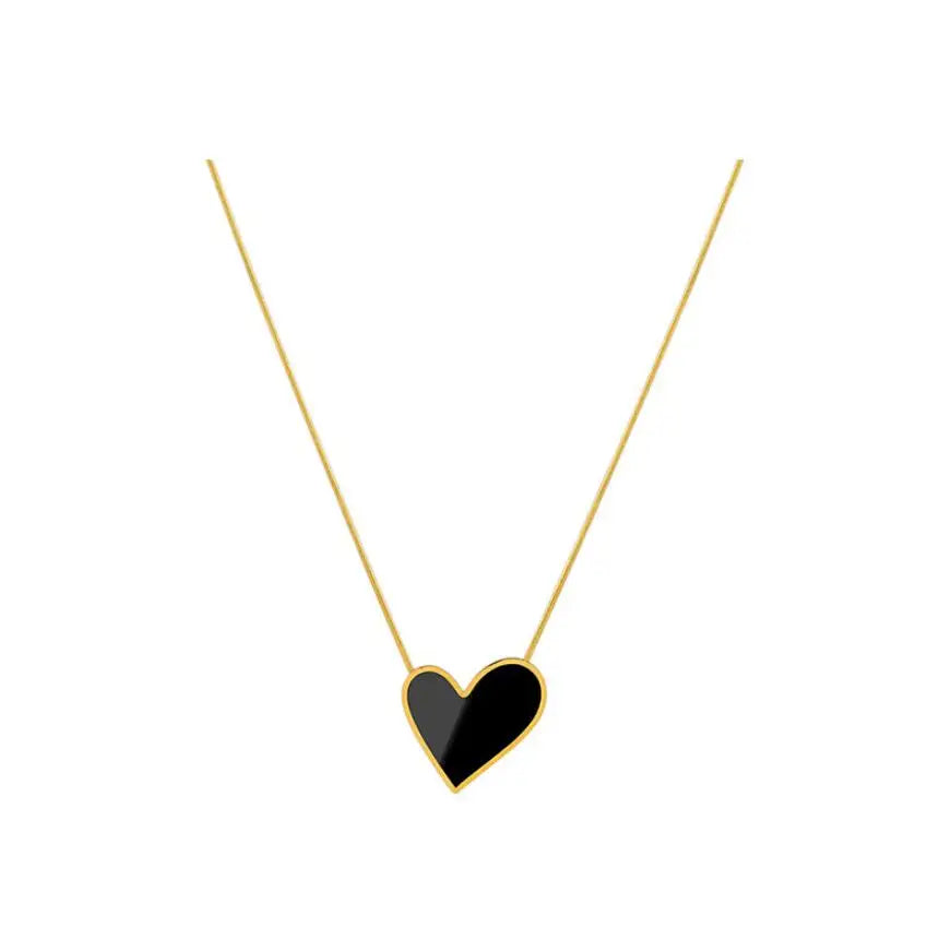 316L Stainless Steel Sweet Black Heart Pendant Necklaces Clavicle Chain For Women Fashion Fine Jewelry Party Gifts SAN1035
