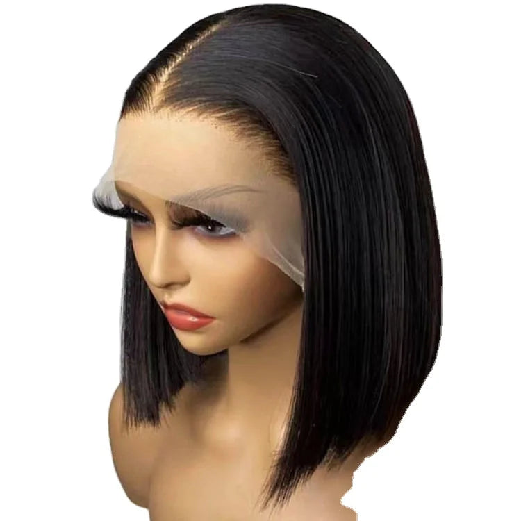 Wholesale 12A Lace Frontal Bob Wig Raw Brazilian Virgin Human Hair Short Straight Style with Transparent Lace