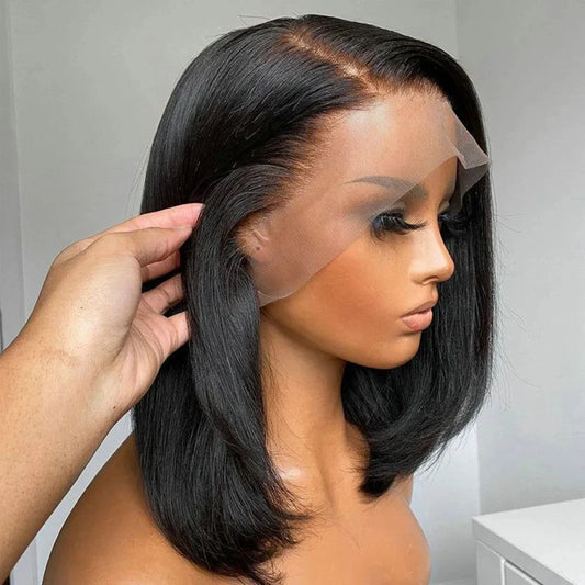 Straight Short Bob Wig Lace Front Natural Real Human Hair Wigs Jerry Curly Brazilian Remy Hair 13x4 Lace Frontal Wig 10-16inch