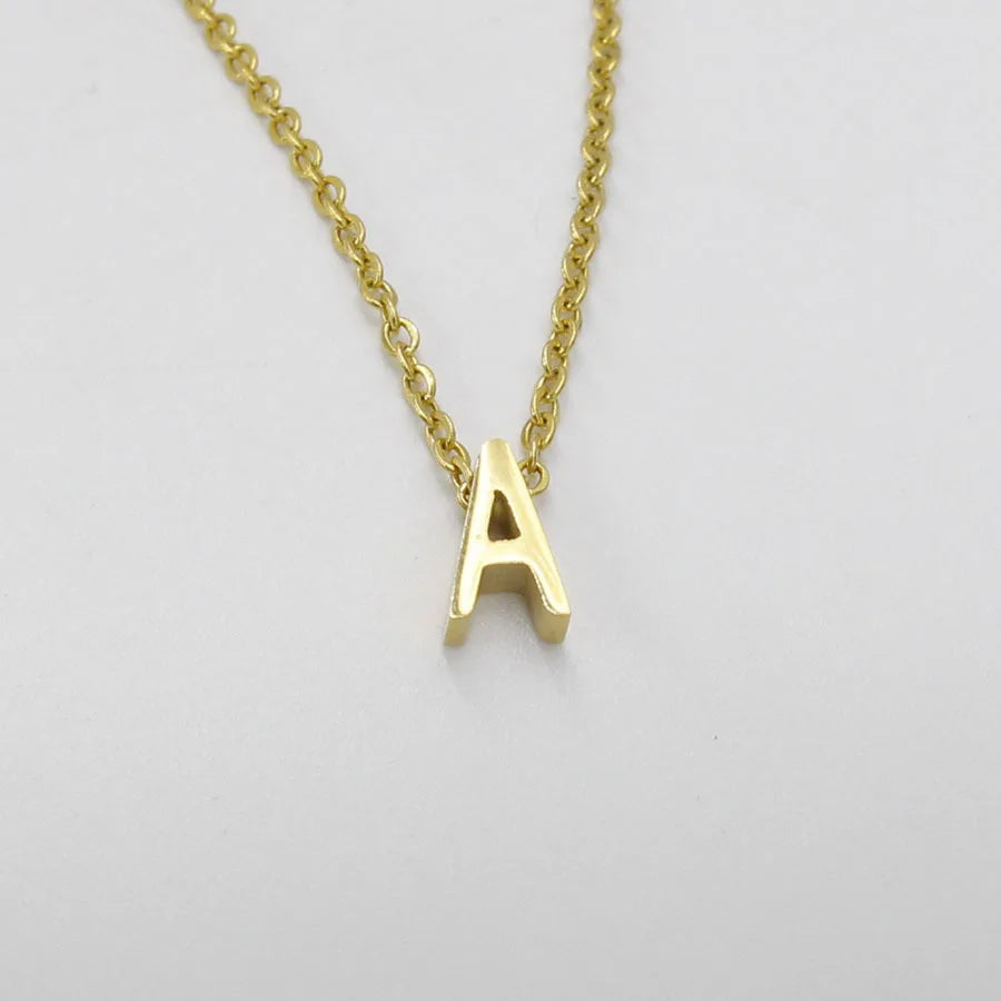stainless steel Initial Necklace Gold  Color Cut Letters Single Name Choker Necklace For Women Pendant Jewelry Gift dropshipping