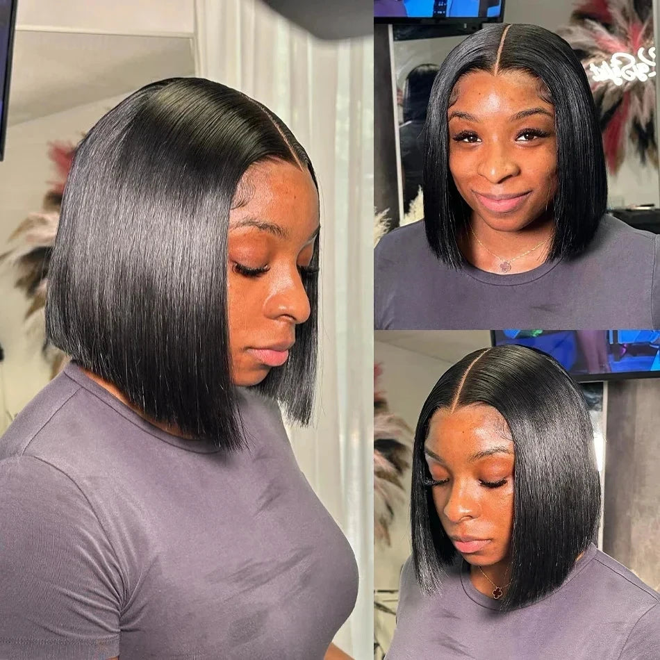 Straight Short Bob Wig Lace Front Natural Real Human Hair Wigs Jerry Curly Brazilian Remy Hair 13x4 Lace Frontal Wig 10-16inch