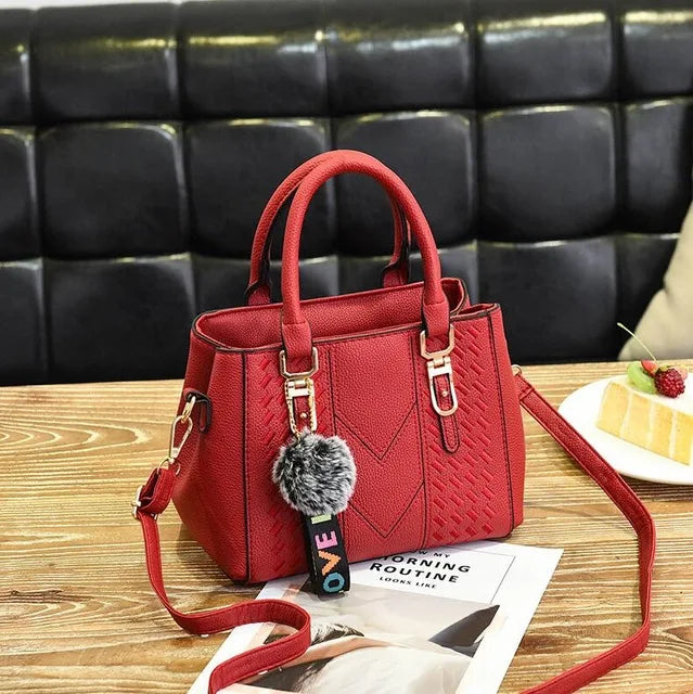 Yogodlns brand high quality thread hairball strap ladies totes shopping work flap women messenger shoulder crossbody handbag