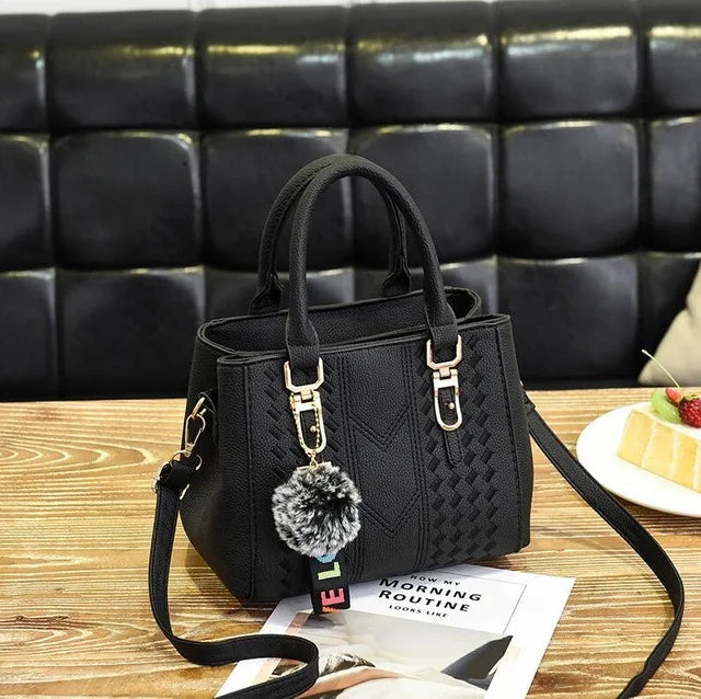 Yogodlns brand high quality thread hairball strap ladies totes shopping work flap women messenger shoulder crossbody handbag