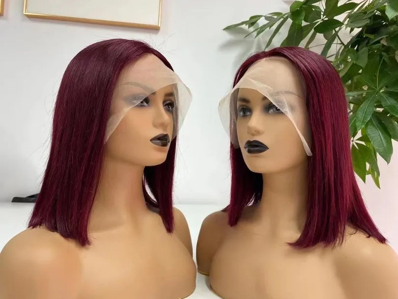Wholesale 12A Lace Frontal Bob Wig Raw Brazilian Virgin Human Hair Short Straight Style with Transparent Lace