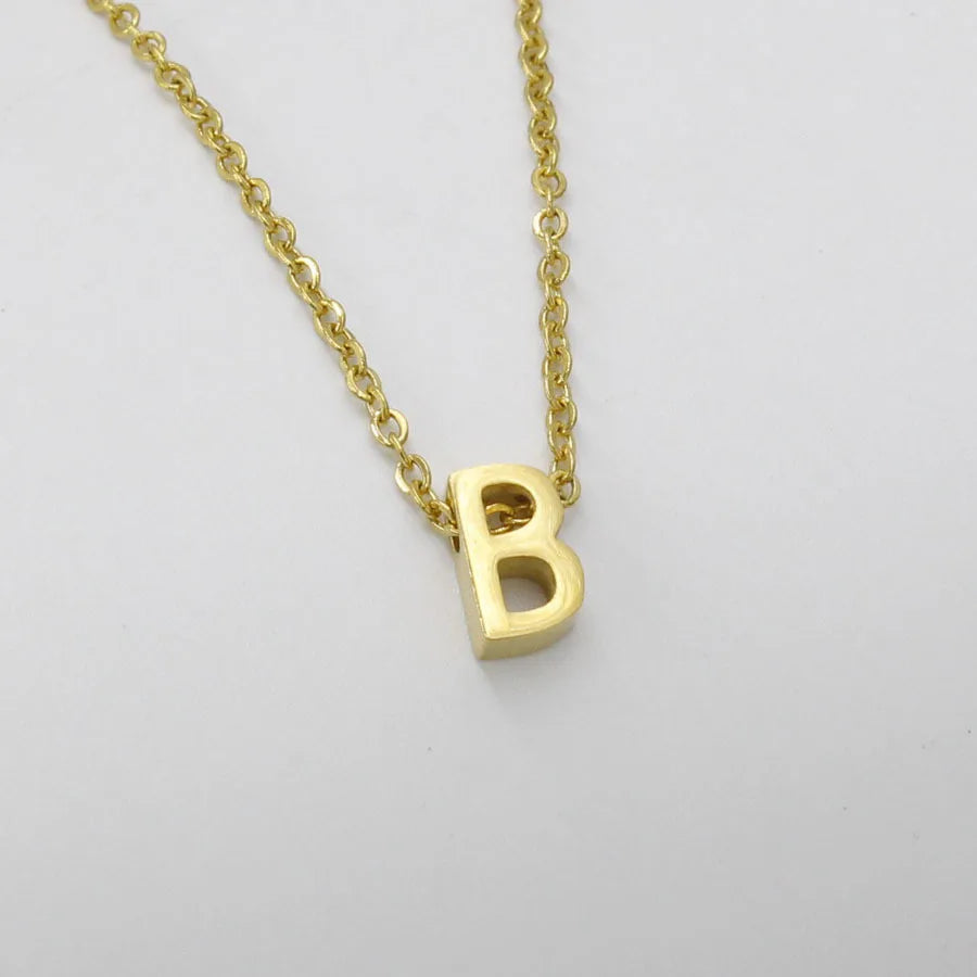 stainless steel Initial Necklace Gold  Color Cut Letters Single Name Choker Necklace For Women Pendant Jewelry Gift dropshipping