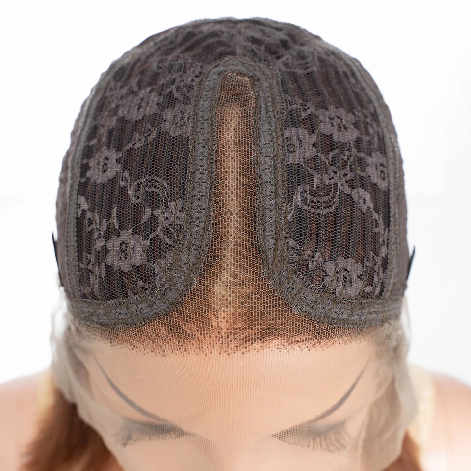 Lekker Highlight Brown Straight Bob 13x1 T Part Lace Front 100% Human Hair Wigs For Women Brazilian Remy Hair Colored Bob Wigs