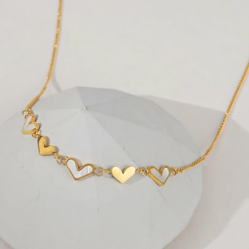 316L Stainless Steel New Fashion Upscale Jewelry Natural Shells Love Heart Charms Chain Choker Necklaces & Pendants For Women