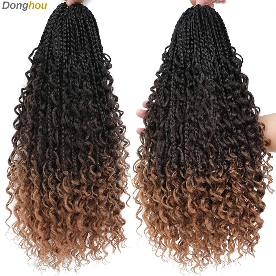 Long Boho Box Braids Crochet Hair 24 18 Inch Blonde Bug 33 4 30 27 Colors Synthetic Ombre Goddess Braids Crochet Hair For Women