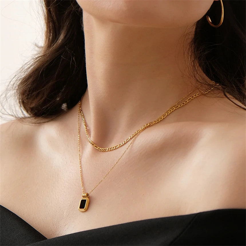 316L Stainless Steel 15 Multiple Different Styles Geometry Pendant Charm Chain Necklaces For Women Fashion Fine Jewelry Gifts