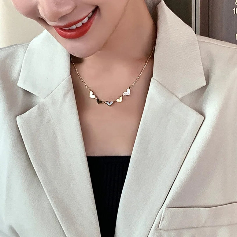 316L Stainless Steel New Fashion Upscale Jewelry Natural Shells Love Heart Charms Chain Choker Necklaces & Pendants For Women