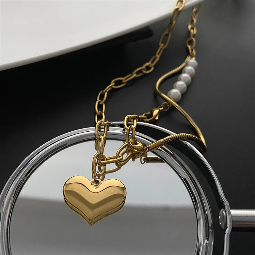 316L Stainless Steel 15 Multiple Different Styles Geometry Pendant Charm Chain Necklaces For Women Fashion Fine Jewelry Gifts