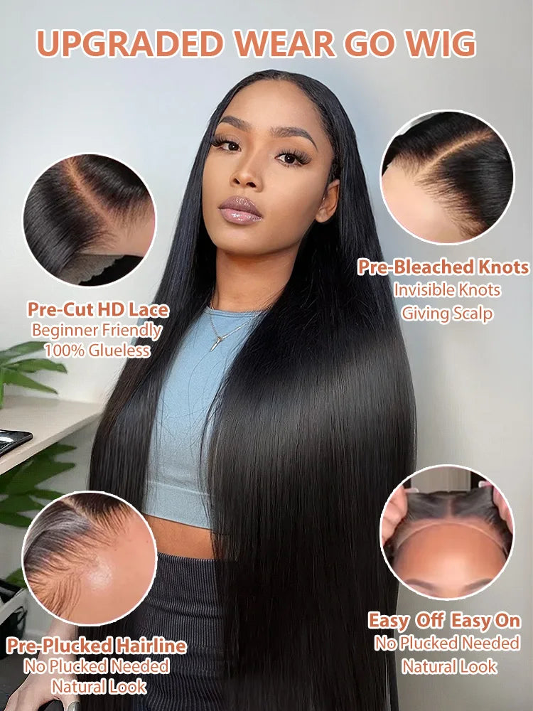 Black 30 40 Inch 13x4 13x6 HD Transparent Bone Straight Lace Front Wigs 5x5 Glueless Closure Human Hair Wigs For Women