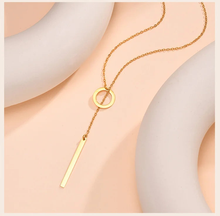 Lariat Necklace for Women, Stainless Steel Drop Necklace with Long Chain, Party Wedding Jewelry