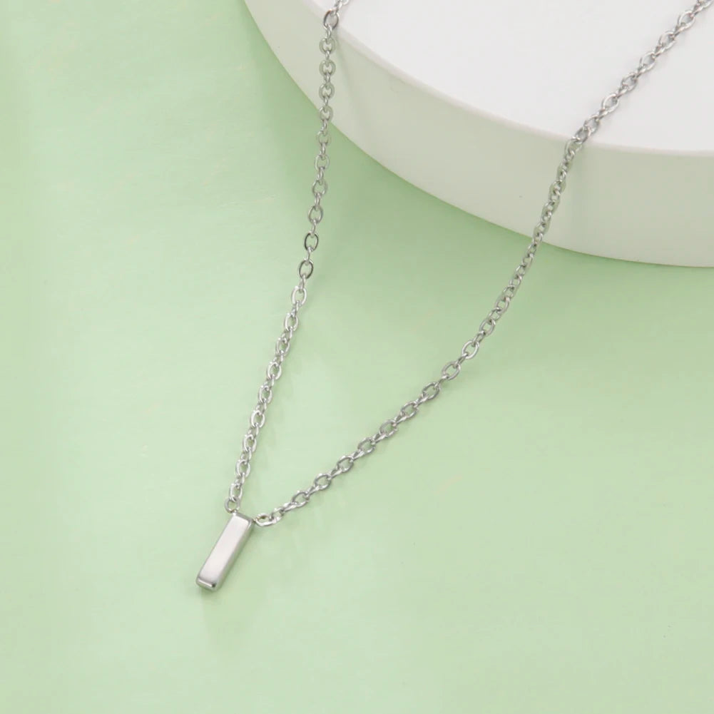 Skyrim Stainless Steel A-Z Initial Letter Necklace for Women Trend Minimalist Alphabet Choker Neck Chain Jewelry Birthday Gift