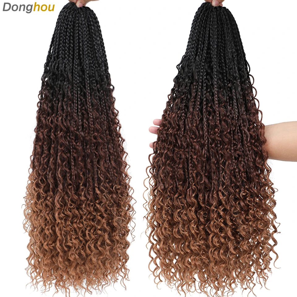 Long Boho Box Braids Crochet Hair 24 18 Inch Blonde Bug 33 4 30 27 Colors Synthetic Ombre Goddess Braids Crochet Hair For Women