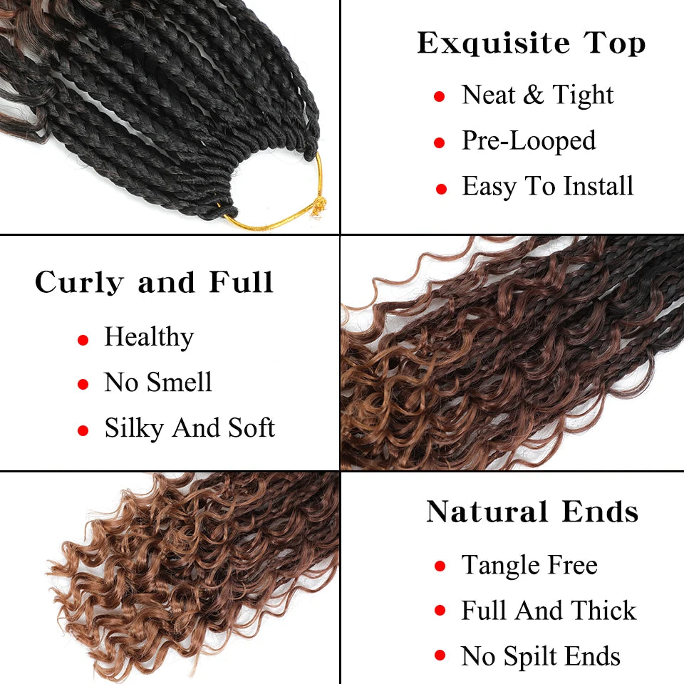 Long Boho Box Braids Crochet Hair 24 18 Inch Blonde Bug 33 4 30 27 Colors Synthetic Ombre Goddess Braids Crochet Hair For Women