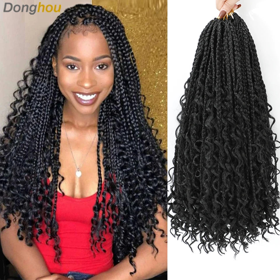 Long Boho Box Braids Crochet Hair 24 18 Inch Blonde Bug 33 4 30 27 Colors Synthetic Ombre Goddess Braids Crochet Hair For Women